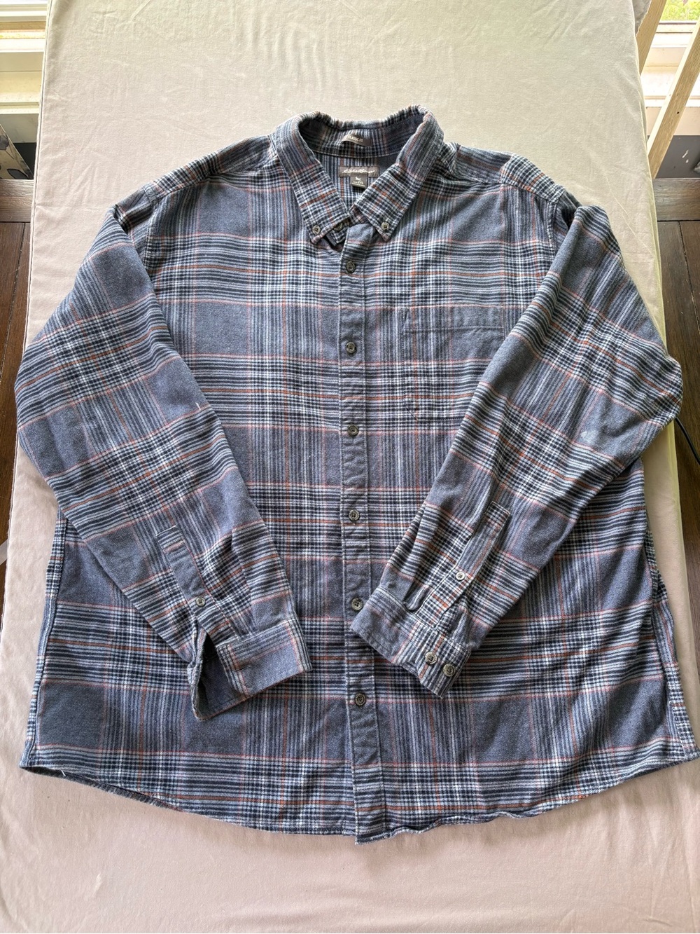 Eddie Bauer Slate Blue Plaid Button-Down Shirt